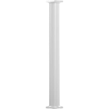 12 X 8' Endura-Aluminum Column, Round Shaft (For Post Wrap Installation), Non-Tapered, FLuted